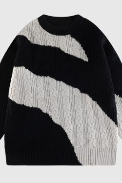 Style Core Aesthetics, New Style Trends Irregular Color-blocked Design Pullover