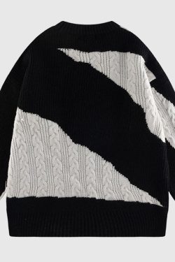 Style Core Aesthetics, New Style Trends Irregular Color-blocked Design Pullover