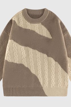 Style Core Aesthetics, New Style Trends Irregular Color-blocked Design Pullover