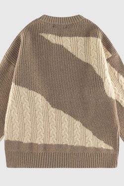 Style Core Aesthetics, New Style Trends Irregular Color-blocked Design Pullover