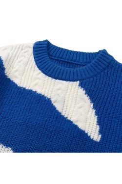 Style Core Aesthetics, New Style Trends Irregular Color-blocked Design Pullover