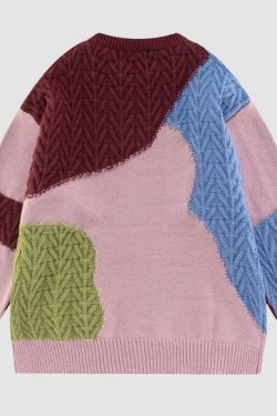 Style Core Aesthetics, New Style Trends Irregular Color Contrast Twist Design Sweater