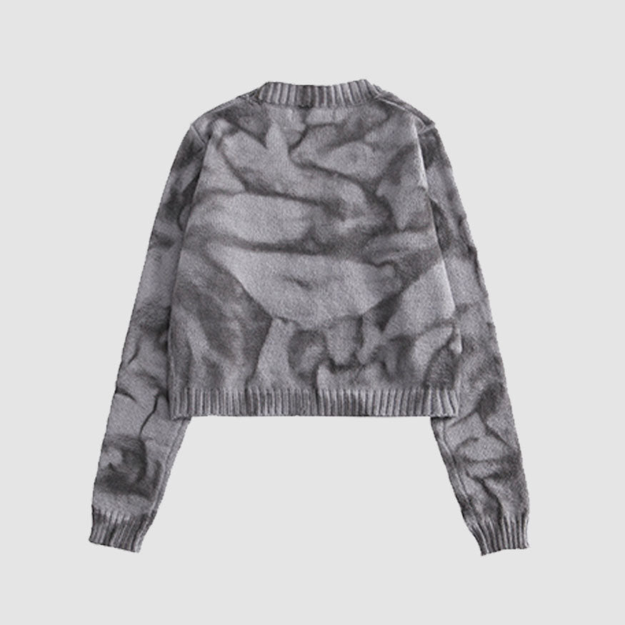 Style Core Aesthetics, New Style Trends Irregular Hem Tie-dye Cropped Cardigan Sweater Style Core Aesthetics, New Style Trends Irregular Hem Tie-dye Cropped Cardigan Sweater