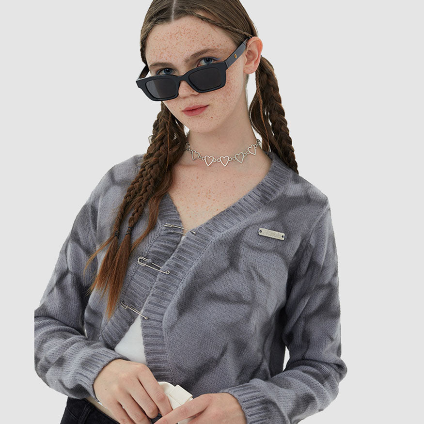 Style Core Aesthetics, New Style Trends Irregular Hem Tie-dye Cropped Cardigan Sweater Style Core Aesthetics, New Style Trends Irregular Hem Tie-dye Cropped Cardigan Sweater