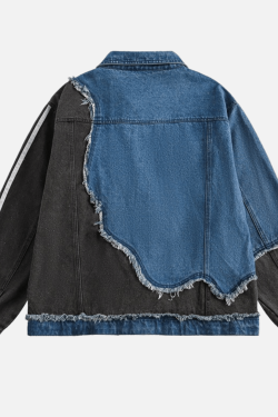 Style Core Aesthetics, New Style Trends Irregular Patchwork Denim Jacket