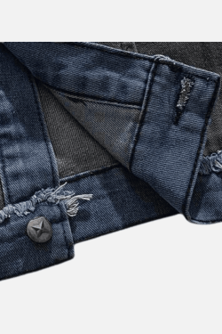 Style Core Aesthetics, New Style Trends Irregular Patchwork Denim Jacket