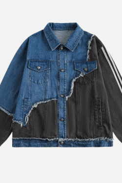 Style Core Aesthetics, New Style Trends Irregular Patchwork Denim Jacket