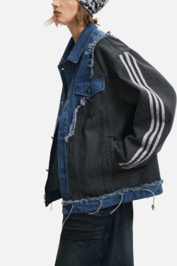 Style Core Aesthetics, New Style Trends Irregular Patchwork Denim Jacket