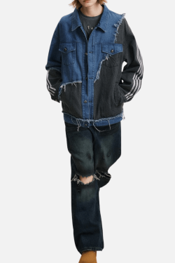 Style Core Aesthetics, New Style Trends Irregular Patchwork Denim Jacket