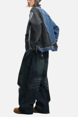 Style Core Aesthetics, New Style Trends Irregular Patchwork Denim Jacket