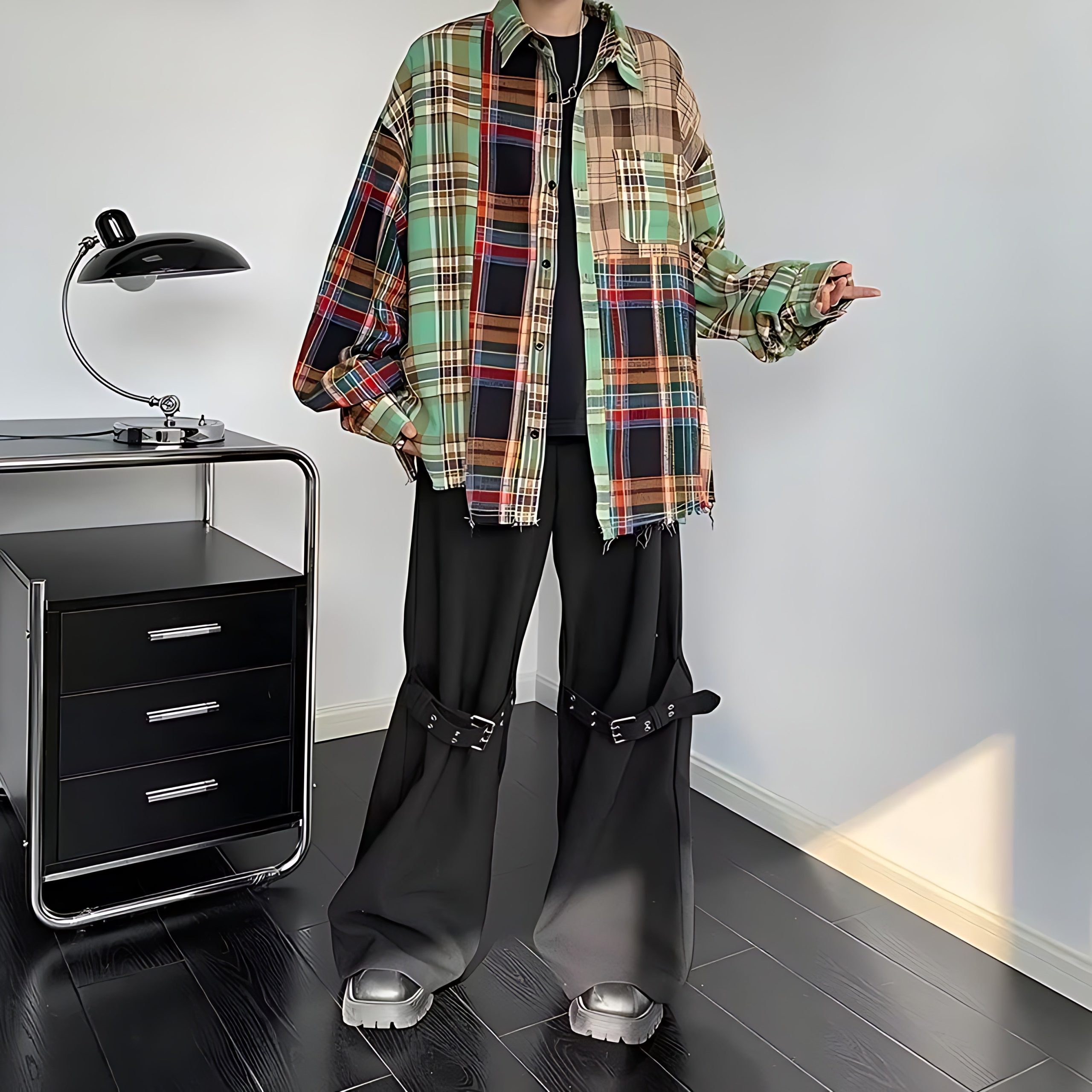 Style Core Aesthetics, New Style Trends Irregular Plaid Patchwork Shirt Style Core Aesthetics, New Style Trends Irregular Plaid Patchwork Shirt