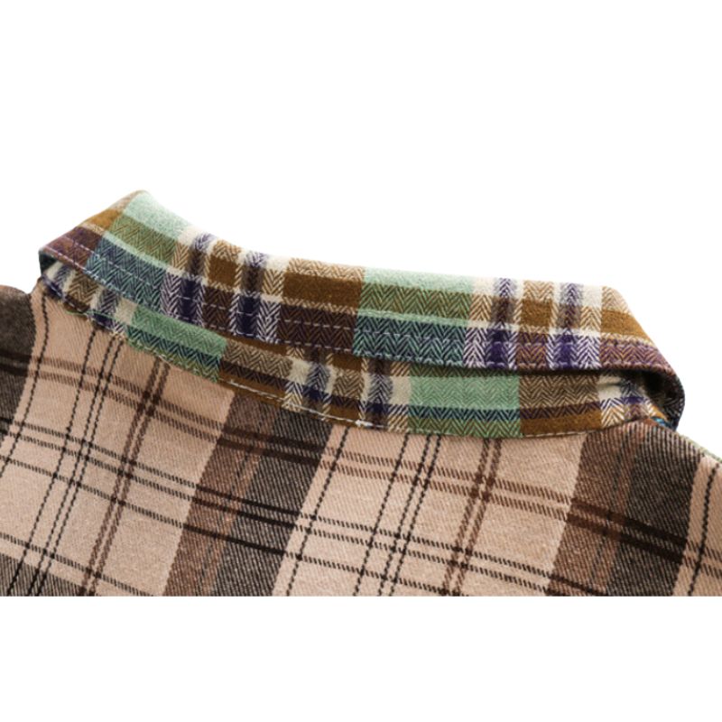 Style Core Aesthetics, New Style Trends Irregular Plaid Patchwork Shirt Style Core Aesthetics, New Style Trends Irregular Plaid Patchwork Shirt
