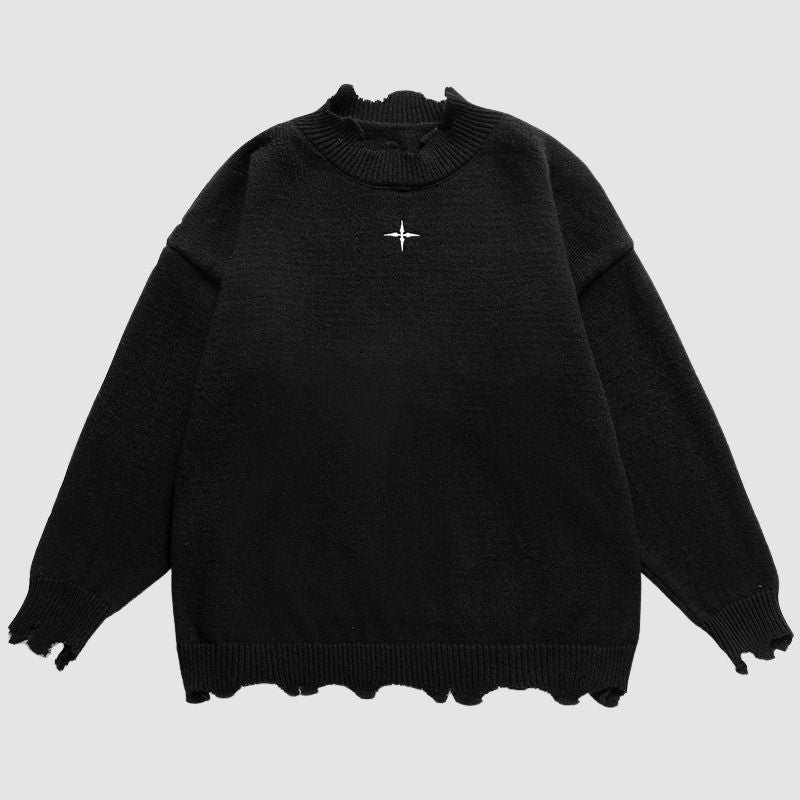 Style Core Aesthetics, New Style Trends Irregular Raw Edge Knit Pullover Style Core Aesthetics, New Style Trends Irregular Raw Edge Knit Pullover