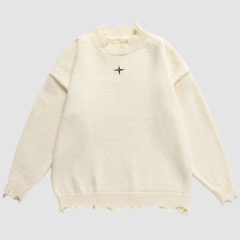 Style Core Aesthetics, New Style Trends Irregular Raw Edge Knit Pullover Style Core Aesthetics, New Style Trends Irregular Raw Edge Knit Pullover