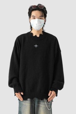 Style Core Aesthetics, New Style Trends Irregular Raw Edge Knit Pullover
