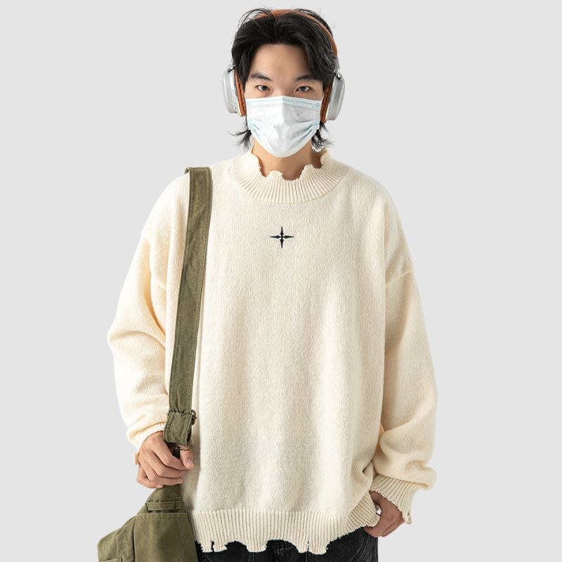 Style Core Aesthetics, New Style Trends Irregular Raw Edge Knit Pullover Style Core Aesthetics, New Style Trends Irregular Raw Edge Knit Pullover