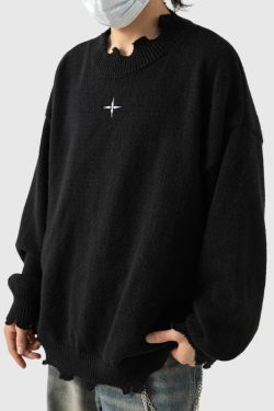 Style Core Aesthetics, New Style Trends Irregular Raw Edge Knit Pullover