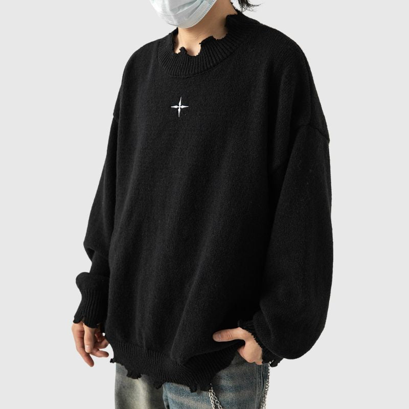 Style Core Aesthetics, New Style Trends Irregular Raw Edge Knit Pullover Style Core Aesthetics, New Style Trends Irregular Raw Edge Knit Pullover