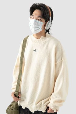 Style Core Aesthetics, New Style Trends Irregular Raw Edge Knit Pullover