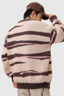 Style Core Aesthetics, New Style Trends Irregular Striped Knit Sweater