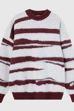 Style Core Aesthetics, New Style Trends Irregular Striped Knit Sweater