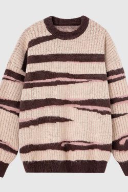 Style Core Aesthetics, New Style Trends Irregular Striped Knit Sweater