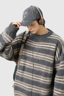 Style Core Aesthetics, New Style Trends Japanese Striped Knit Sweater