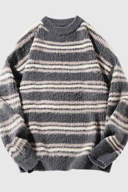 Style Core Aesthetics, New Style Trends Japanese Striped Knit Sweater