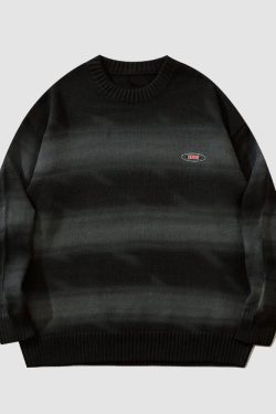 Style Core Aesthetics, New Style Trends Japanese Style Color Gradient Striped Sweater