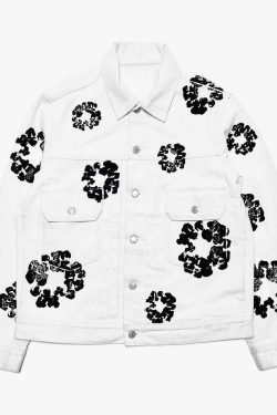 Style Core Aesthetics, New Style Trends Kapok Print Denim Jacket