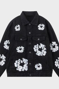 Style Core Aesthetics, New Style Trends Kapok Print Denim Jacket