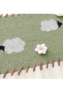Style Core Aesthetics, New Style Trends Knit Flower & Sheep Pattern Sweater