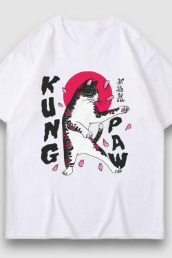 Style Core Aesthetics, New Style Trends Kung Paw Cartoon Print Tee