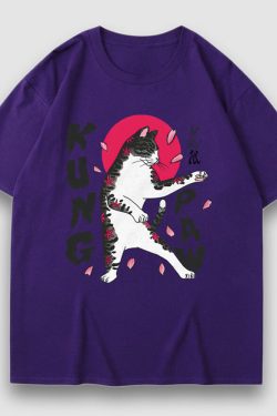Style Core Aesthetics, New Style Trends Kung Paw Cartoon Print Tee