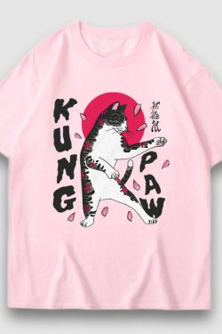 Style Core Aesthetics, New Style Trends Kung Paw Cartoon Print Tee