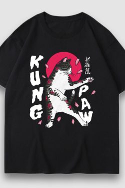 Style Core Aesthetics, New Style Trends Kung Paw Cartoon Print Tee