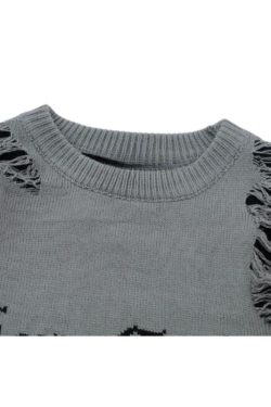 Style Core Aesthetics, New Style Trends Laid-back Crochet Distressed Knit Sweater