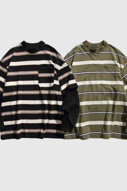 Style Core Aesthetics, New Style Trends Layered Striped Cityboy Sweatshirt