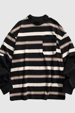 Style Core Aesthetics, New Style Trends Layered Striped Cityboy Sweatshirt