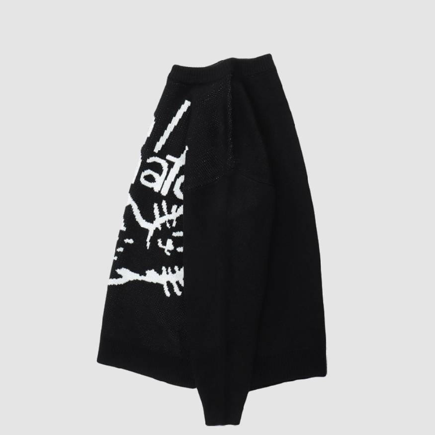 Style Core Aesthetics, New Style Trends Letter & Cat Pattern Sweater Style Core Aesthetics, New Style Trends Letter & Cat Pattern Sweater