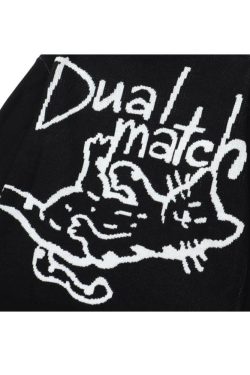 Style Core Aesthetics, New Style Trends Letter & Cat Pattern Sweater