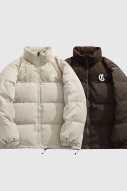 Style Core Aesthetics, New Style Trends Letter Embroidered Corduroy Patchwork Jacket