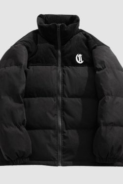 Style Core Aesthetics, New Style Trends Letter Embroidered Corduroy Patchwork Jacket