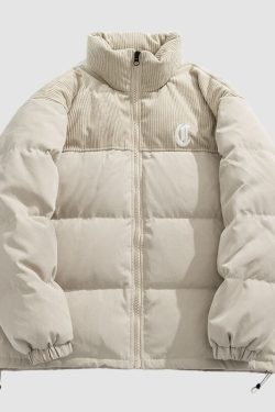 Style Core Aesthetics, New Style Trends Letter Embroidered Corduroy Patchwork Jacket