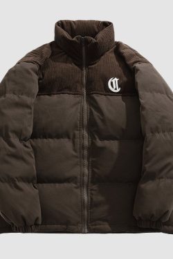 Style Core Aesthetics, New Style Trends Letter Embroidered Corduroy Patchwork Jacket