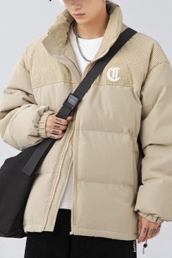 Style Core Aesthetics, New Style Trends Letter Embroidered Corduroy Patchwork Jacket