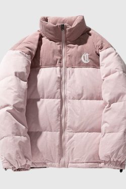 Style Core Aesthetics, New Style Trends Letter Embroidered Corduroy Patchwork Jacket