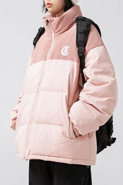 Style Core Aesthetics, New Style Trends Letter Embroidered Corduroy Patchwork Jacket