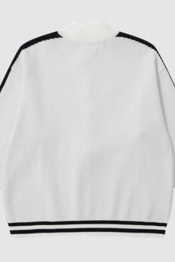 Style Core Aesthetics, New Style Trends Letter Jacquard Patchwork Knit Cardigan