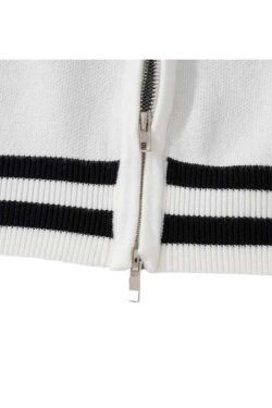 Style Core Aesthetics, New Style Trends Letter Jacquard Patchwork Knit Cardigan